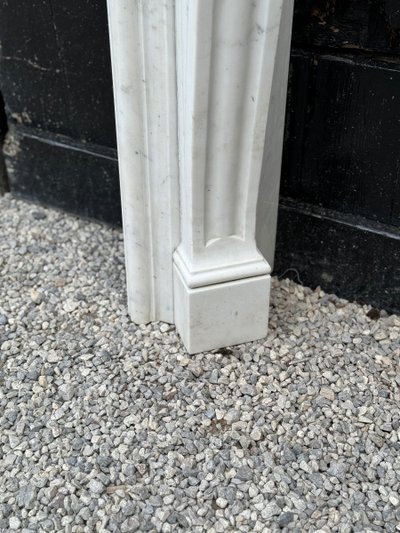 White Carrara Marble Louis XV Style Mantel, Circa 1980