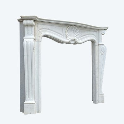 White Carrara Marble Louis XV Style Mantel, Circa 1980