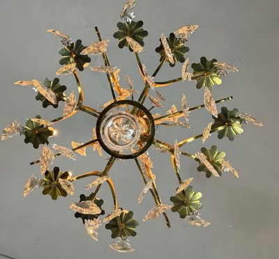 Louis XV Style Gilt Bronze Cage Chandelier Festooned With Pampilles Circa 1920