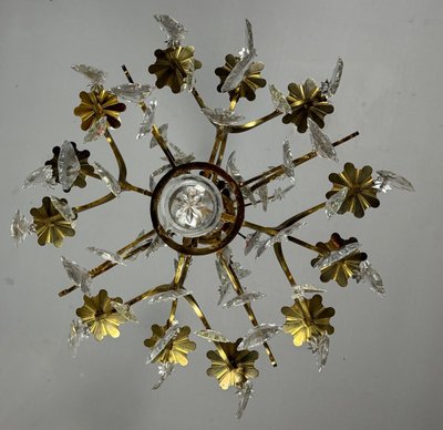 Louis XV Style Gilt Bronze Cage Chandelier Festooned With Pampilles Circa 1920