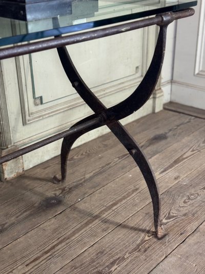 Schmiedeeiserner Werkstatttisch, um 1900
