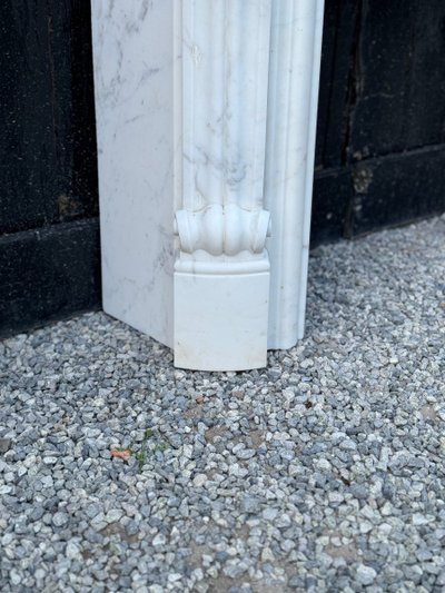 White Carrara Marble Louis XV Style Mantel Circa 1980