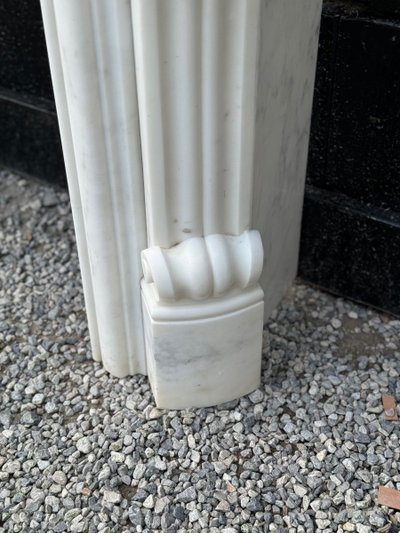 White Carrara Marble Louis XV Style Mantel Circa 1980