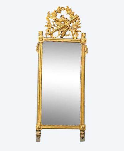 Louis XVI Mirror in Carved and Gilded Wood, Late 18th Century
