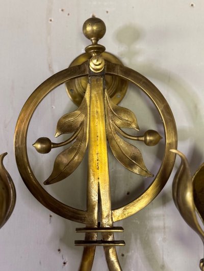 Pair Of Gilded Bronze Sconces Circa 1900