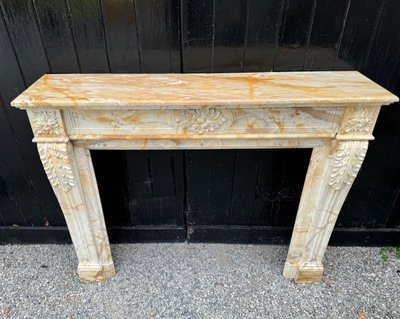 Cheminée De Style Louis XVI En Marbre Jaune De Sienne Vers 1880