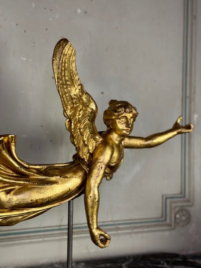 Sculpture En Bois Doré, Ange Drapé, Autriche Vers 1800