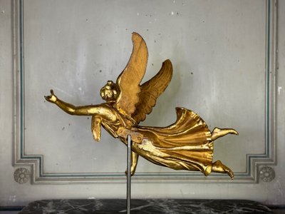 Sculpture En Bois Doré, Ange Drapé, Autriche Vers 1800