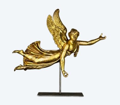 Sculpture En Bois Doré, Ange Drapé, Autriche Vers 1800