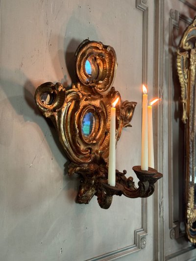 Paire De Miroirs Appliques De Style Baroque, Miroirs à Pareclose Vers 1880