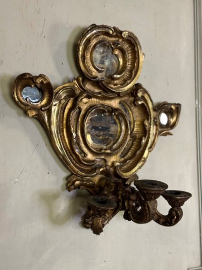 Paire De Miroirs Appliques De Style Baroque, Miroirs à Pareclose Vers 1880