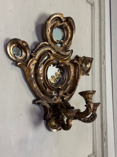 Paire De Miroirs Appliques De Style Baroque, Miroirs à Pareclose Vers 1880