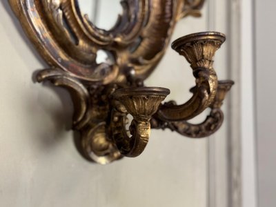 Paire De Miroirs Appliques De Style Baroque, Miroirs à Pareclose Vers 1880