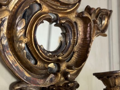 Paire De Miroirs Appliques De Style Baroque, Miroirs à Pareclose Vers 1880