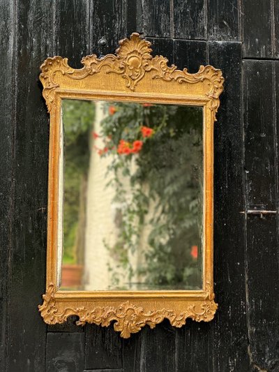 Baroque Mirror in Carved, Stuccoed and Gilded Wood, Vienna Circa 1700