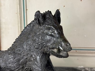 Il Porcelino Da Pietro Tacca, Scultura In Marmo Serpentino Verde, Italia Del XIX Secolo