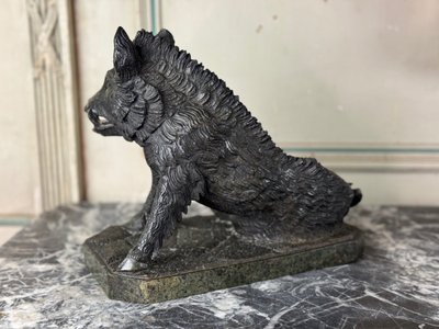 Il Porcelino Da Pietro Tacca, Scultura In Marmo Serpentino Verde, Italia Del XIX Secolo