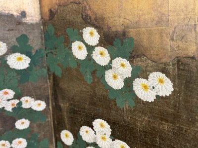 Paravento Byobu in stile Rimpa, sei pannelli, Giappone, periodo Meiji