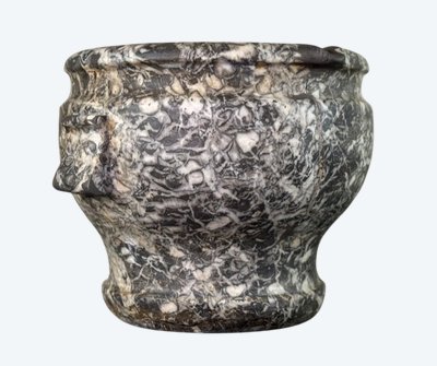 Large Mortar in Grey Marble from the Ardennes, 18th Century
