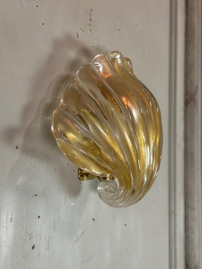 Venetian Wall Lamp in Gilded Murano Glass Circa 1980
