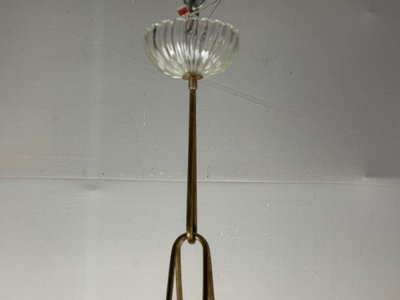 Venetian Murano Glass and Brass Chandelier Circa 1950