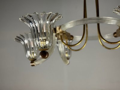 Venetian Murano Glass and Brass Chandelier Circa 1950
