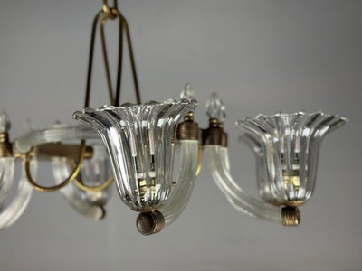Venetian Murano Glass and Brass Chandelier Circa 1950
