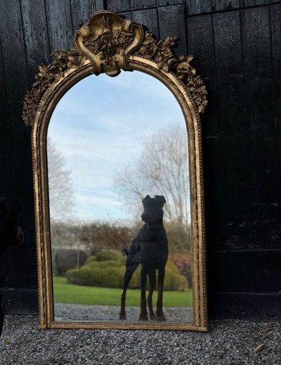 Louis XVI Mirror, Trumeau Mantelpiece in Carved and Gilded Wood, 18th Century