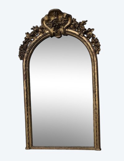 Louis XVI Mirror, Trumeau Mantelpiece in Carved and Gilded Wood, 18th Century