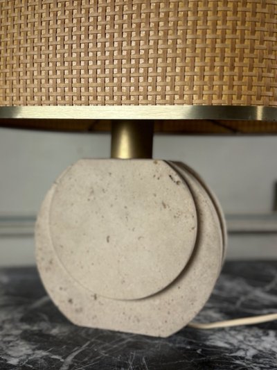 Lampe De Table Brutaliste En Travertin Vers 1980