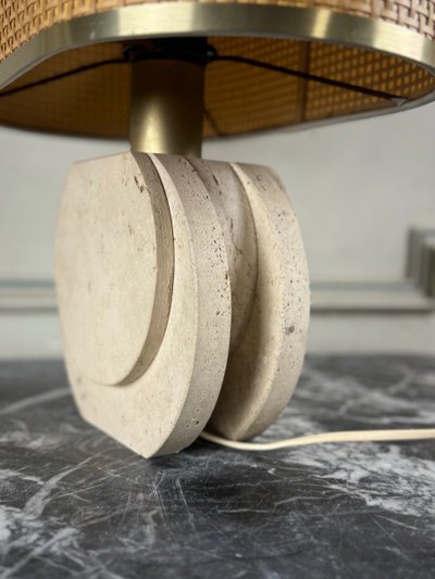 Lampe De Table Brutaliste En Travertin Vers 1980