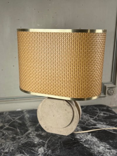Lampe De Table Brutaliste En Travertin Vers 1980