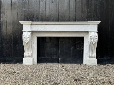 Charles X Style Fireplace in Carrara Marble, Circa 1880