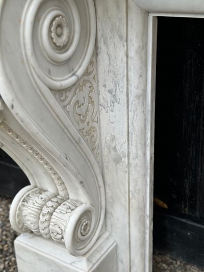 Charles X Style Fireplace in Carrara Marble, Circa 1880