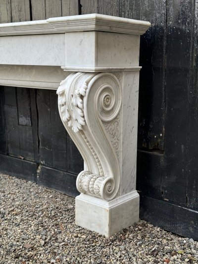 Charles X Style Fireplace in Carrara Marble, Circa 1880