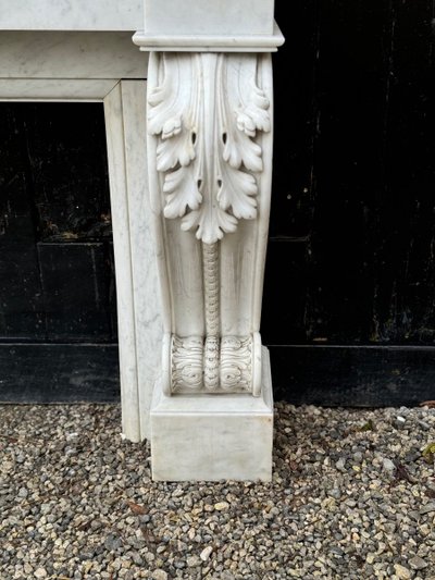 Charles X Style Fireplace in Carrara Marble, Circa 1880