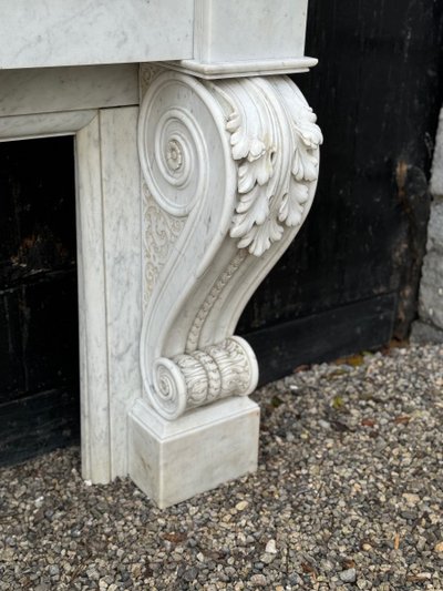 Charles X Style Fireplace in Carrara Marble, Circa 1880