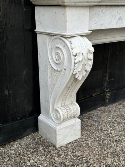 Charles X Style Fireplace in Carrara Marble, Circa 1880