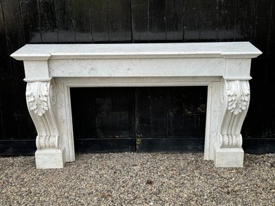 Charles X Style Fireplace in Carrara Marble, Circa 1880