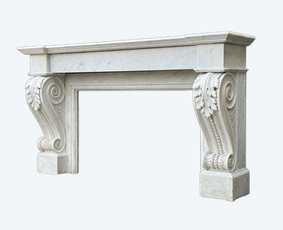 Charles X Style Fireplace in Carrara Marble, Circa 1880