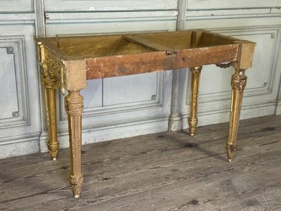 Console Louis XVI En Bois Doré, Marbre Gris Des Ardennes, XVIIIème Siècle