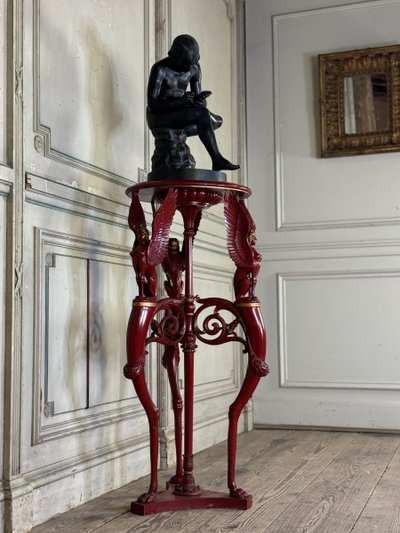 Athenian Carved Wood, Red Patina Imitation of Antique Red Marble, Early 19th Century