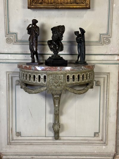 Console D’applique En Bois Sculpté, Patine En Camaïeu De Vert, XVIIIéme Siècle