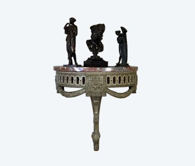 Console D’applique En Bois Sculpté, Patine En Camaïeu De Vert, XVIIIéme Siècle