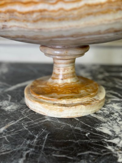 Onyx And Bronze Bead Deep Cut About 1900