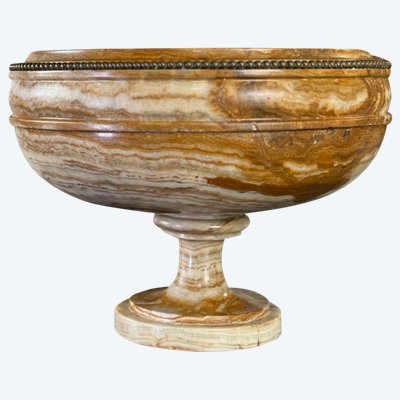 Onyx And Bronze Bead Deep Cut About 1900