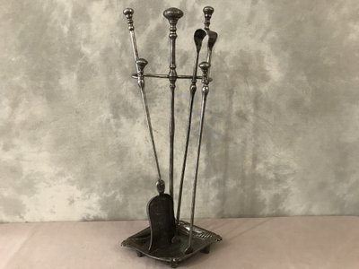 Serviteur de cheminée ancien en fer et fonte d'époque 19 ème 