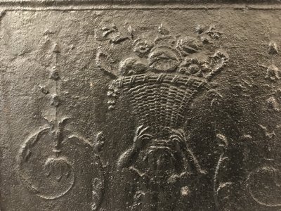 Beautiful old cast iron fireplace plate from the early 19th century