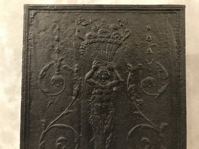 Beautiful old cast iron fireplace plate from the early 19th century