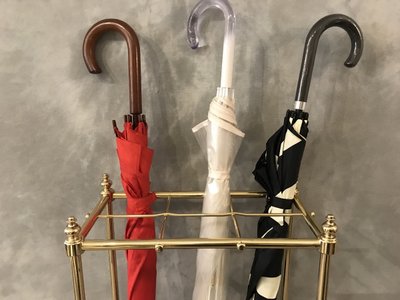 Porte parapluies ancien en laiton poli et vernis d'époque fin 19 ème 